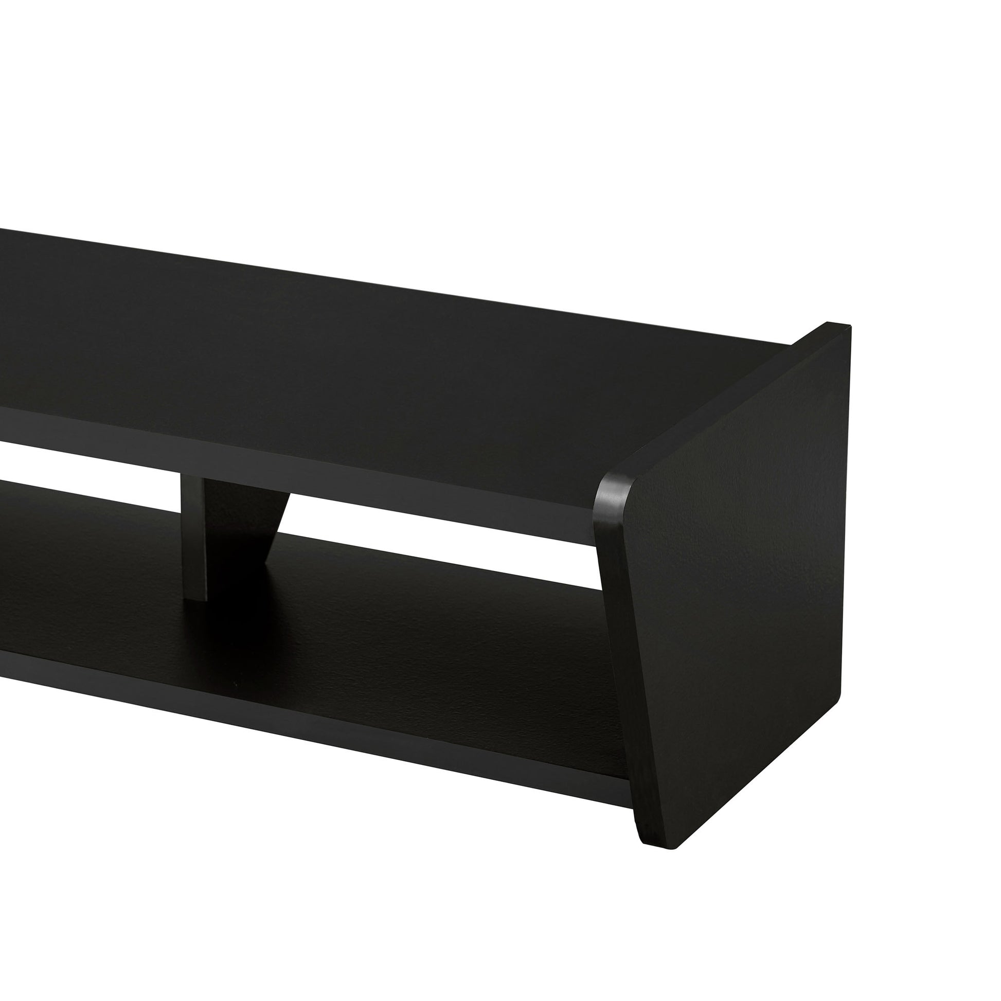 Modern Wall-Mounted Floating TV Stand – Solid Black