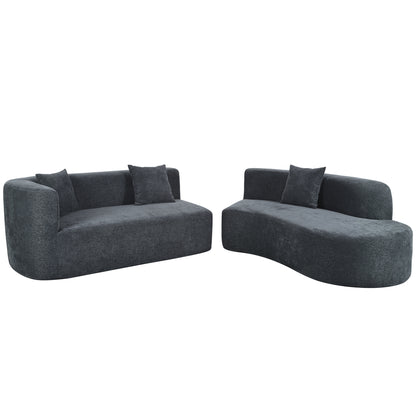 U_Style Modern Large 2-Piece Sectional Sofa with 3 Pillows,for Living Room, Bedroom