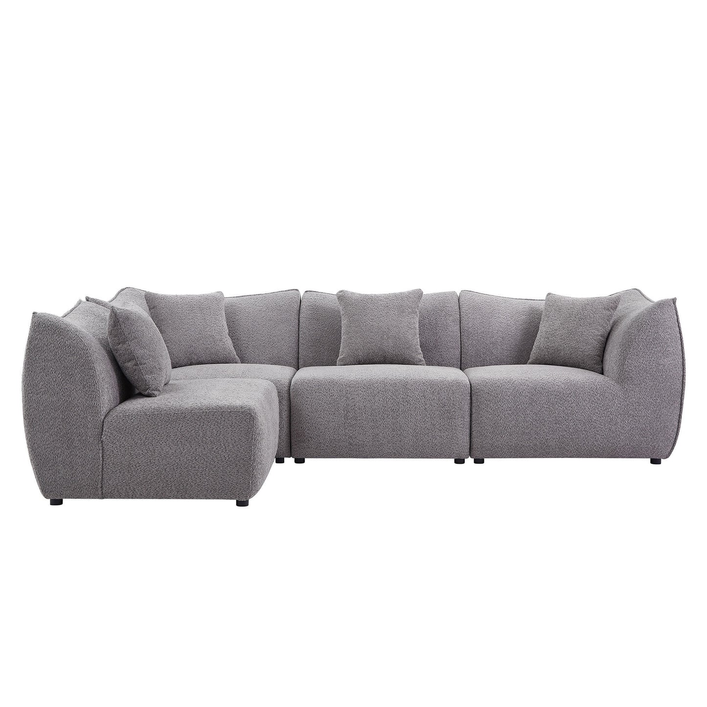 145 inch Modular Sectional Couch 4-Seater Sectional Sofa Convertible Comfy Couches for Living Room Apartment, Office,Grey