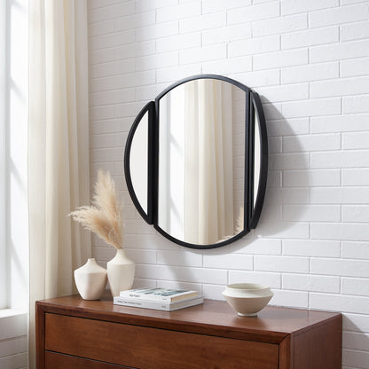 Modern Hinge Round Wall Mirror – Black