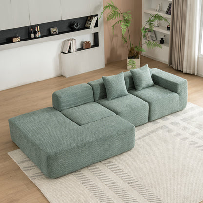 116.5" Sectional Sofa Full-compressed Sofa Couch Free-combined Sofa for Living Room, Green