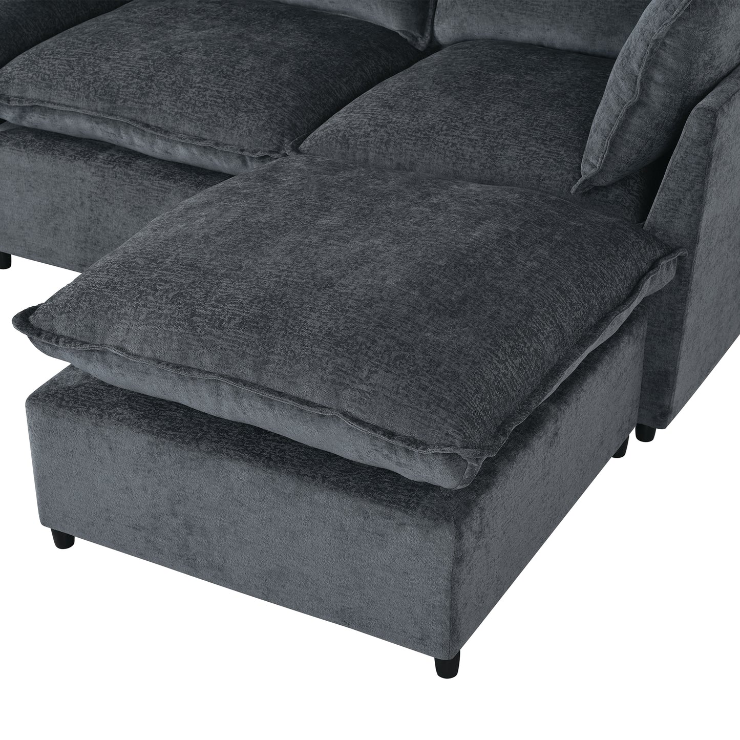 U_Style Modern Large U-Shape Sectional Sofa, 2 Large Chaise with Removable Ottomans, Convertible L-Shape Sectional Sofa with Stylish Piping Design,for Living Room,Spacious Space(Old SKU:WY000351AAE)