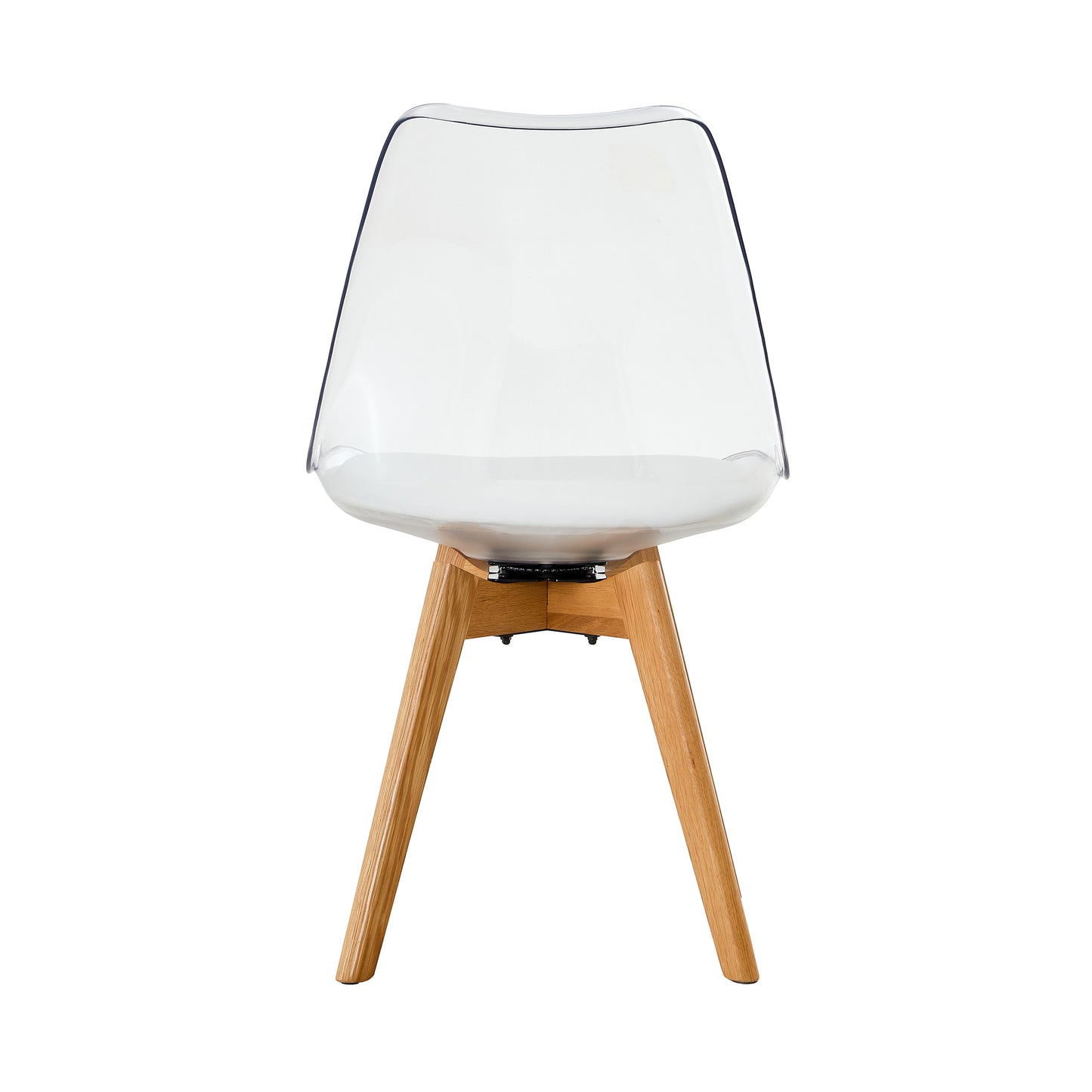 Modern chairs can rotate 360 degrees. The backrest is made of PET material, the seat cushion is made of PU material, and the support legs are made of oak. (Set of 4)