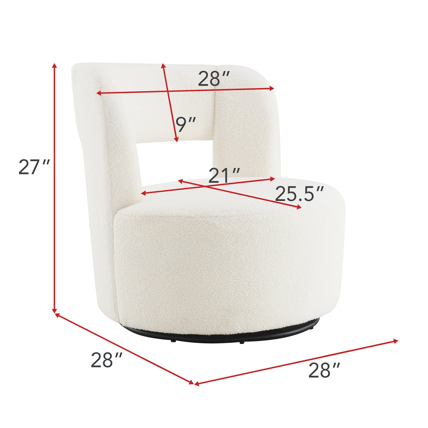 Swivel Barrel Chair with Soft Teddy Fabric, Comfy Round Accent Chair for Living Room.Upholstered Performance Fabric for Living Room Bedroom Reading Waitingroom,1 PC,Teddy Cream