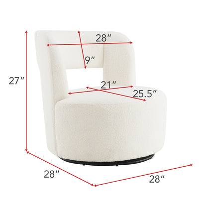 Swivel Barrel Chair with Soft Teddy Fabric, Comfy Round Accent Chair for Living Room.Upholstered Performance Fabric for Living Room Bedroom Reading Waitingroom,1 PC,Teddy Cream