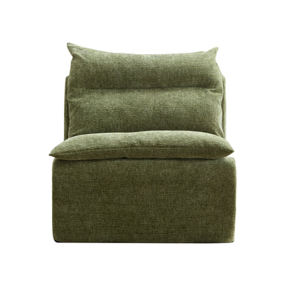 Accent Armless Chair Lazy Floor Seating, Fireside Chair Sofa Lounger Leisure Accent Single Couch with Backrest for Living Room, Bedroom, Office, Single Seat GREEN