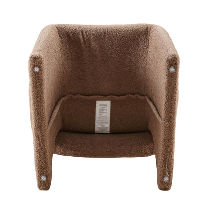 Modern Accent Chair Brown Single Sofa Chair,Upholstered Side Chair Teddy Comfy Reading Chair for Bedroom/Living Room/Reception-Brown-1PC