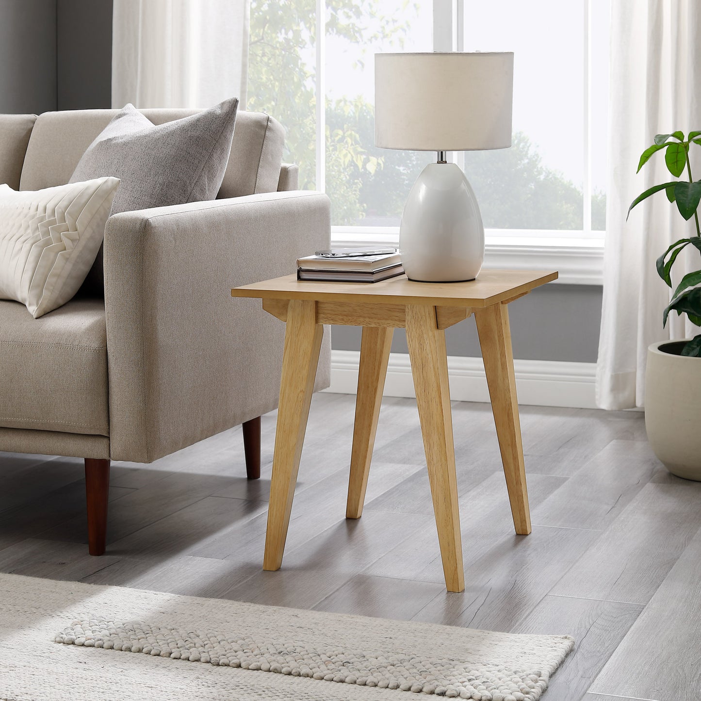 Japandi Minimal Solid Wood Side Table – English Oak