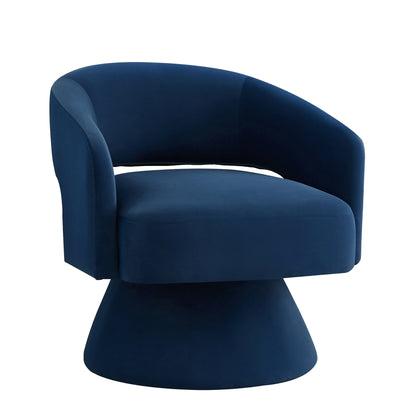 Modern Swivel Barrel Chair, Upholstered Velvet Round Accent Chairs,360 Degree Comfy Swivel Chair with Open Backrest, Single Chair Armchair for Living Room Bedroom, Homerest,Navy