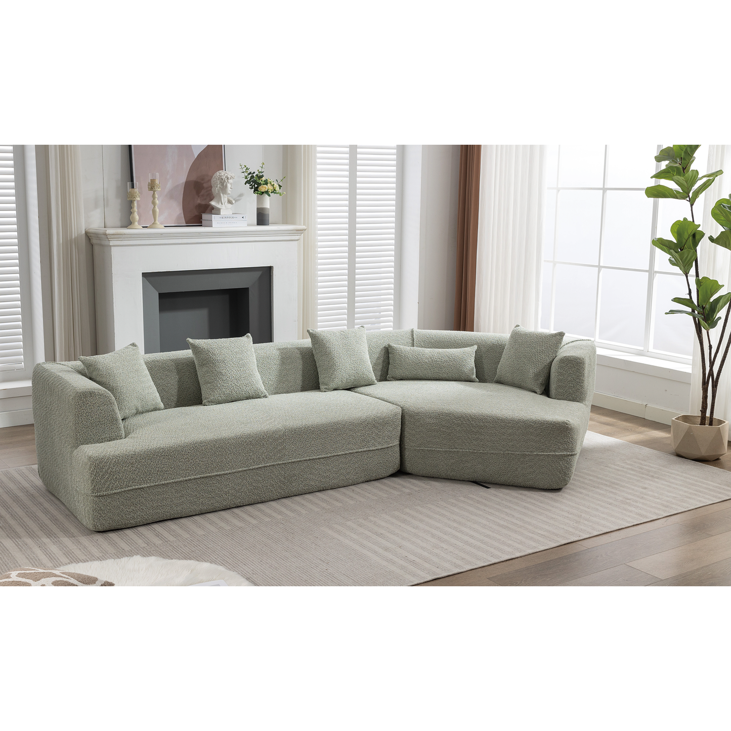 [VIDEO PROVIDED][ New And Upgraded Extended Edition]Modular sofa , modern minimalist style sofa,  upholstered ,  free combination, round fiber fabric, anti-wrinkle fabric,Dimension extension,Green