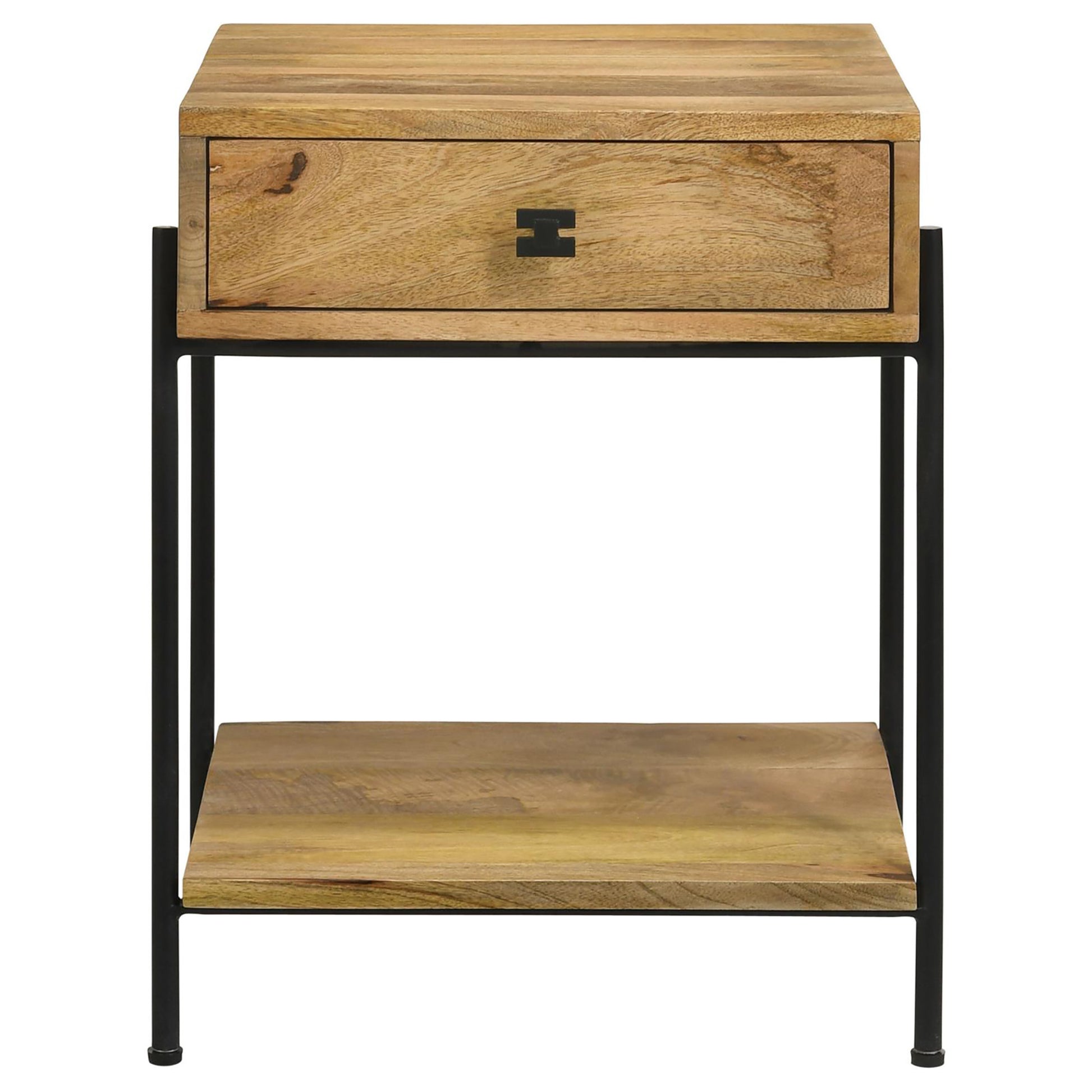 Natural Mango 1-Drawer Accent Table with Bottom Shelf