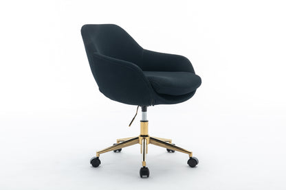 046-Mesh Fabric Home Office 360°Swivel Chair Adjustable Height With Gold Metal Base,Black