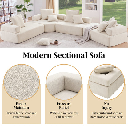 Corner Frame for Oversized Modular U Shaped Sectional Sofa,Luxury Boucle Floor Couch Set,Convertible Sleeper Couch,Spacious Foam-Filled Sofa Bed for Living Room