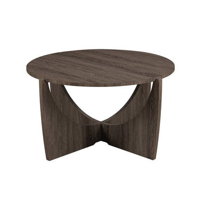 Contemporary Open Arch-Base Round Coffee Table – Cerused Ash