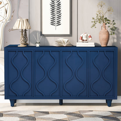 U_STYLE Stylish Storage Cabinet Sideboard Wooden Cabinet with Embossed Curved Doors,Suitable for Living Rooms, Entrance and Study Rooms