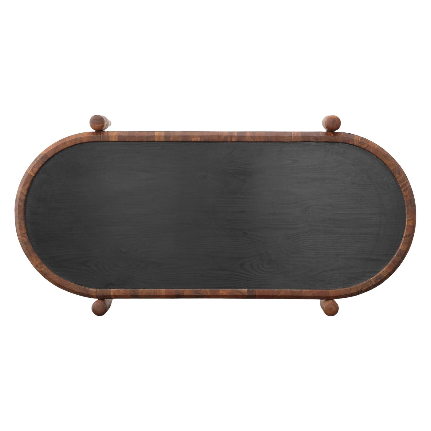 50, 39 Inch 2 Piece Oval Acacia Wood and Metal Nesting Coffee Table Set, Brown and Black - Groovy Boardz