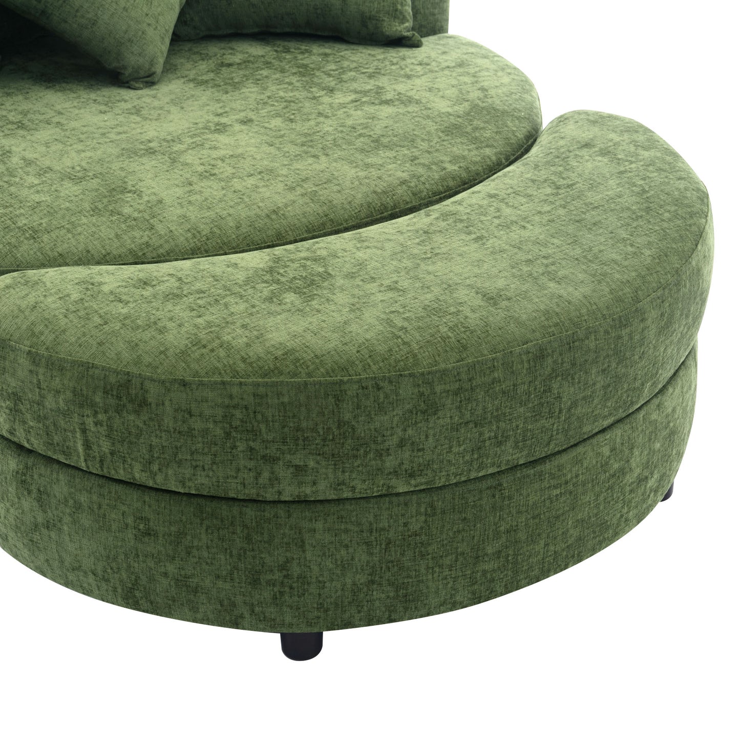 Orisfur. 360° Swivel Accent Barrel Chair with Storage Ottoman & 4 Pillows, Modern Chenille Leisure Chair Round Accent for Living Room, Green