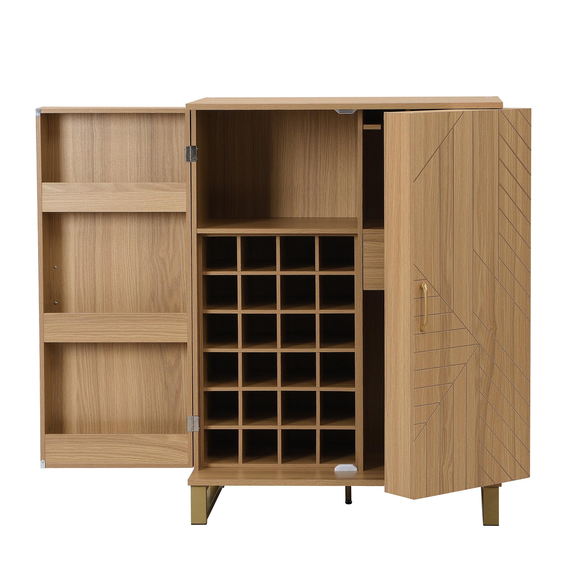 42.5" Modern Home Bar Cabinet Carved Wine Cabinet with Storage