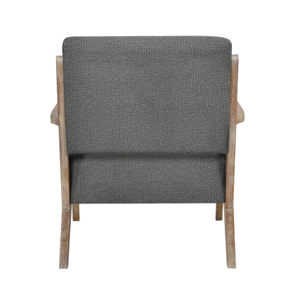 Modern Tufted Back Accent Chair 1pc Dark Gray Upholstery Antique Finish Solid Rubberwood Unique Design Furniture