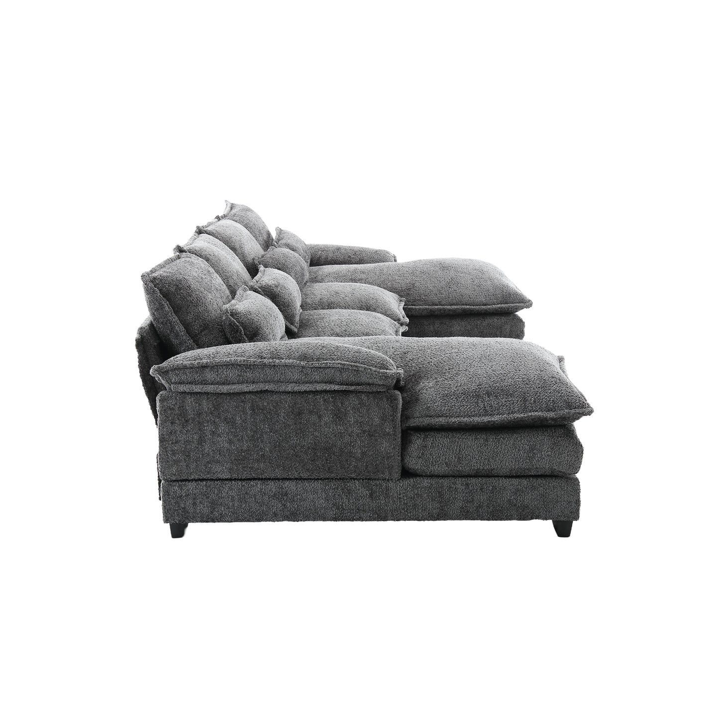 UNITED WE WIN Modern Large chenille Fabric U-Shape Sectional Sofa