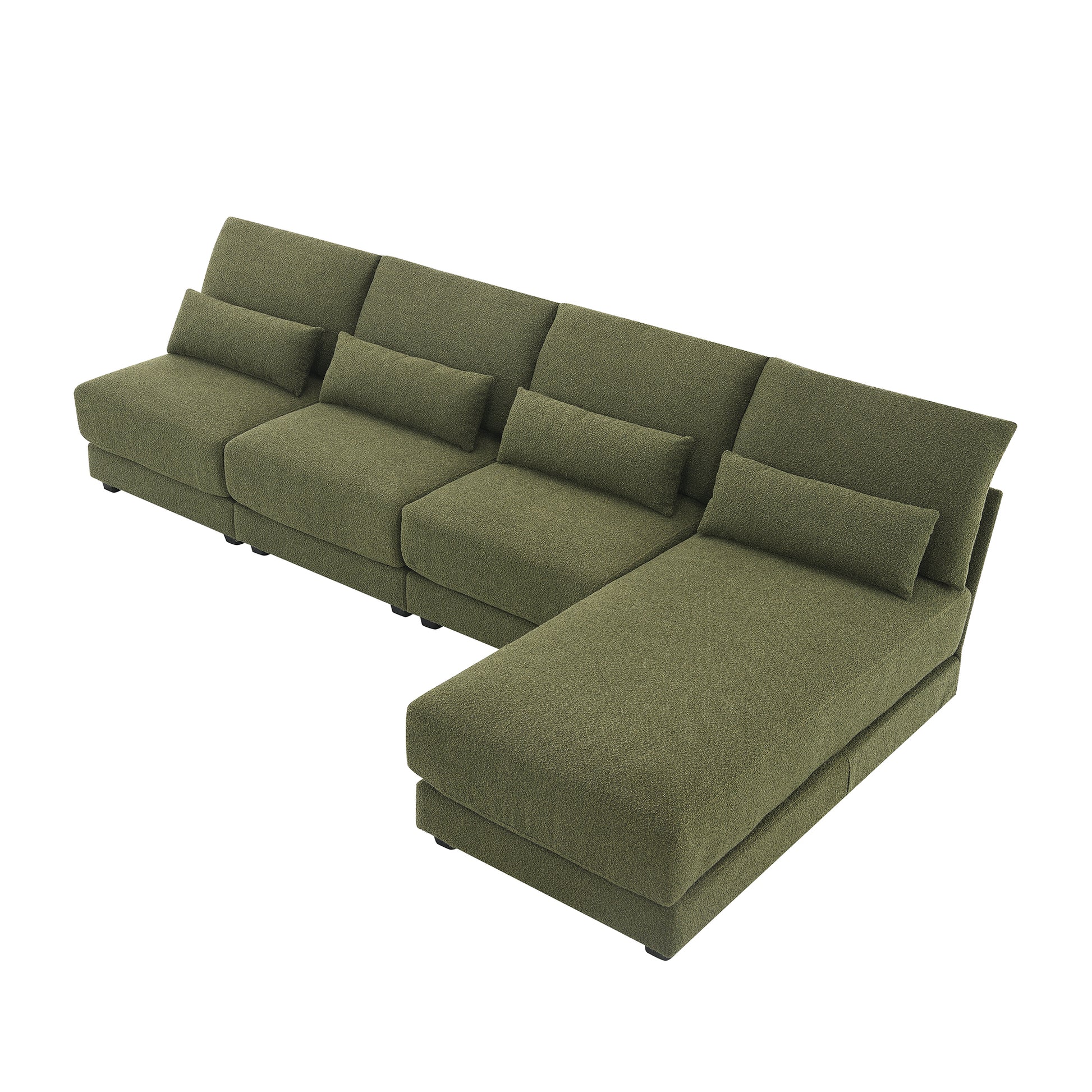 [VIDEO provided][New]120*61" Oversized Deep Seat Sectional Sofa with Reversible Chaise,Loop Yarn Fabric 5-seat Armless Indoor Furniture,Convertible L-shaped Couch for Living Room,Apartment,3 Colors