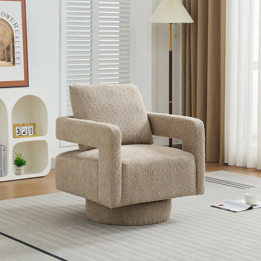 29.13" W Square Swivel Accent Chair, Modern Rotating Arm Chair with Open Back,360 Degree Rotation, Lounge Club Chair with Removable Back Cushion for Living Room, Hotel, Bed Room,Taupe