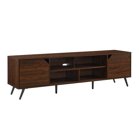 Contemporary 2-Door Minimalist TV Stand for TVs up to 80 inches – Dark Walnut