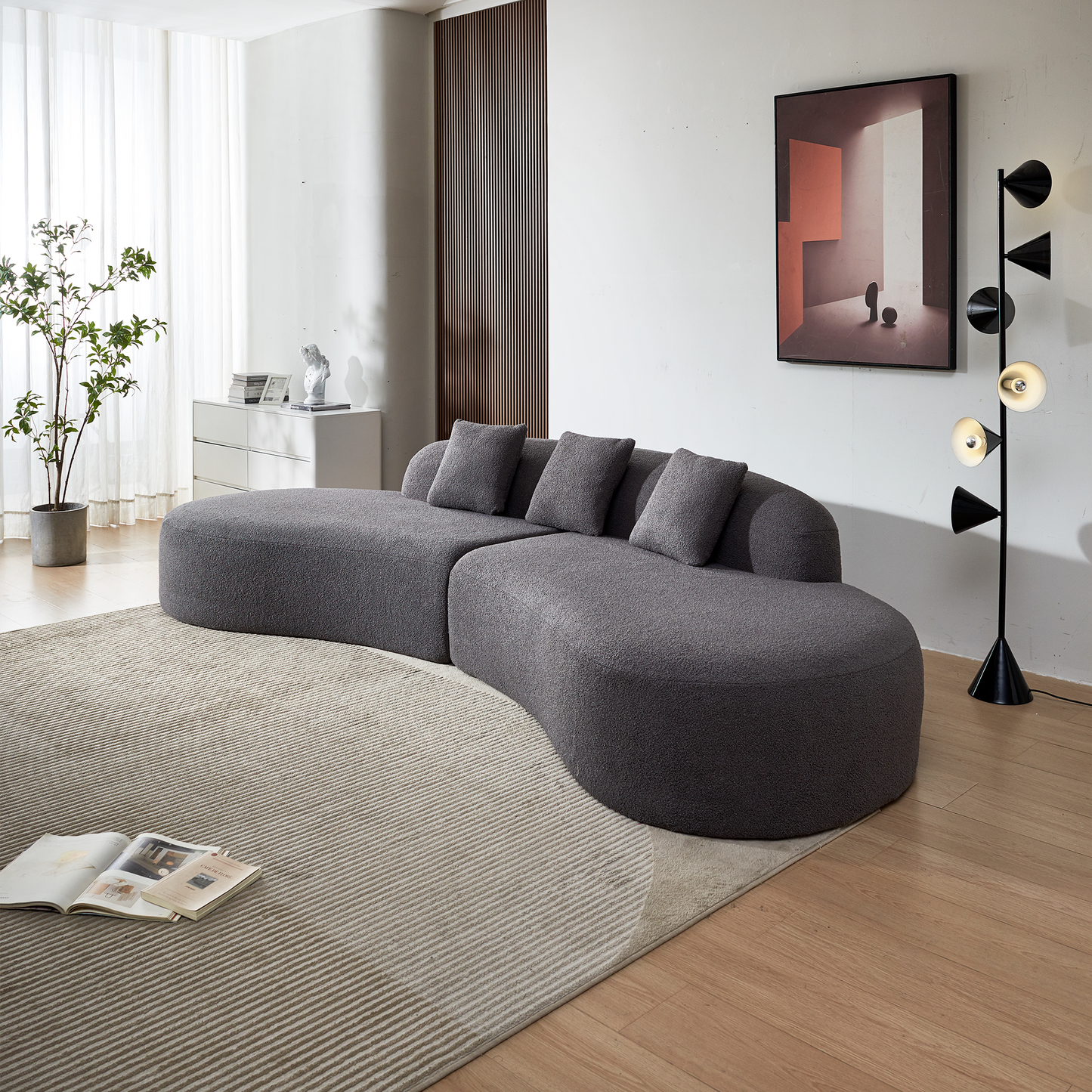 Modern Curved Sectional Sofa,  5-Seater Couch, Comfortable and Stylish for Living Room, Apartment, Home Decor