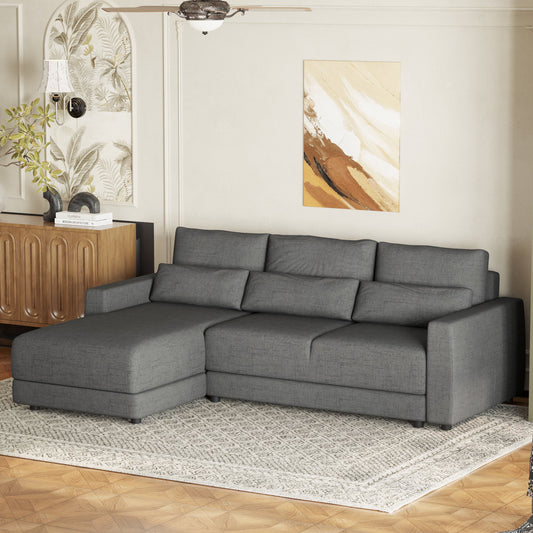 U_STYLE L-shaped Modular Sectional Sofa with Removable Back Cushions and 3 Pillows, Suitable for Living rooms, Offices, and Apartments