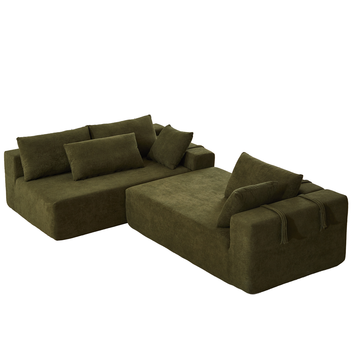 Modern Chenille Upholstered Sectional Sofa Couch Set,Modular 108" L Shaped Sectional Living Room Sofa Set With 6 Pillows,Free Combination Sofa Couch for Living Room,Bedroom(Left Chaise)