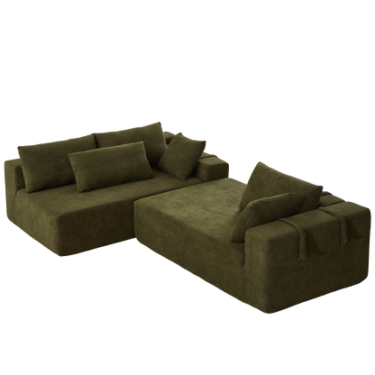 Modern Chenille Upholstered Sectional Sofa Couch Set,Modular 108" L Shaped Sectional Living Room Sofa Set With 6 Pillows,Free Combination Sofa Couch for Living Room,Bedroom(Left Chaise)