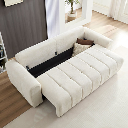 94.49''Sleeper Sofa, Sofa Bed- 2 in 1 Pull Out Couch Bed with Storage Chaise for Living Room, Sofa Sleeper with Pull Out Bed, Cream Style Couch