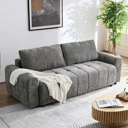 94.49''Sleeper Sofa, Sofa Bed- 2 in 1 Pull Out Couch Bed with Storage Chaise for Living Room, Sofa Sleeper with Pull Out Bed, Dark Grey Couch