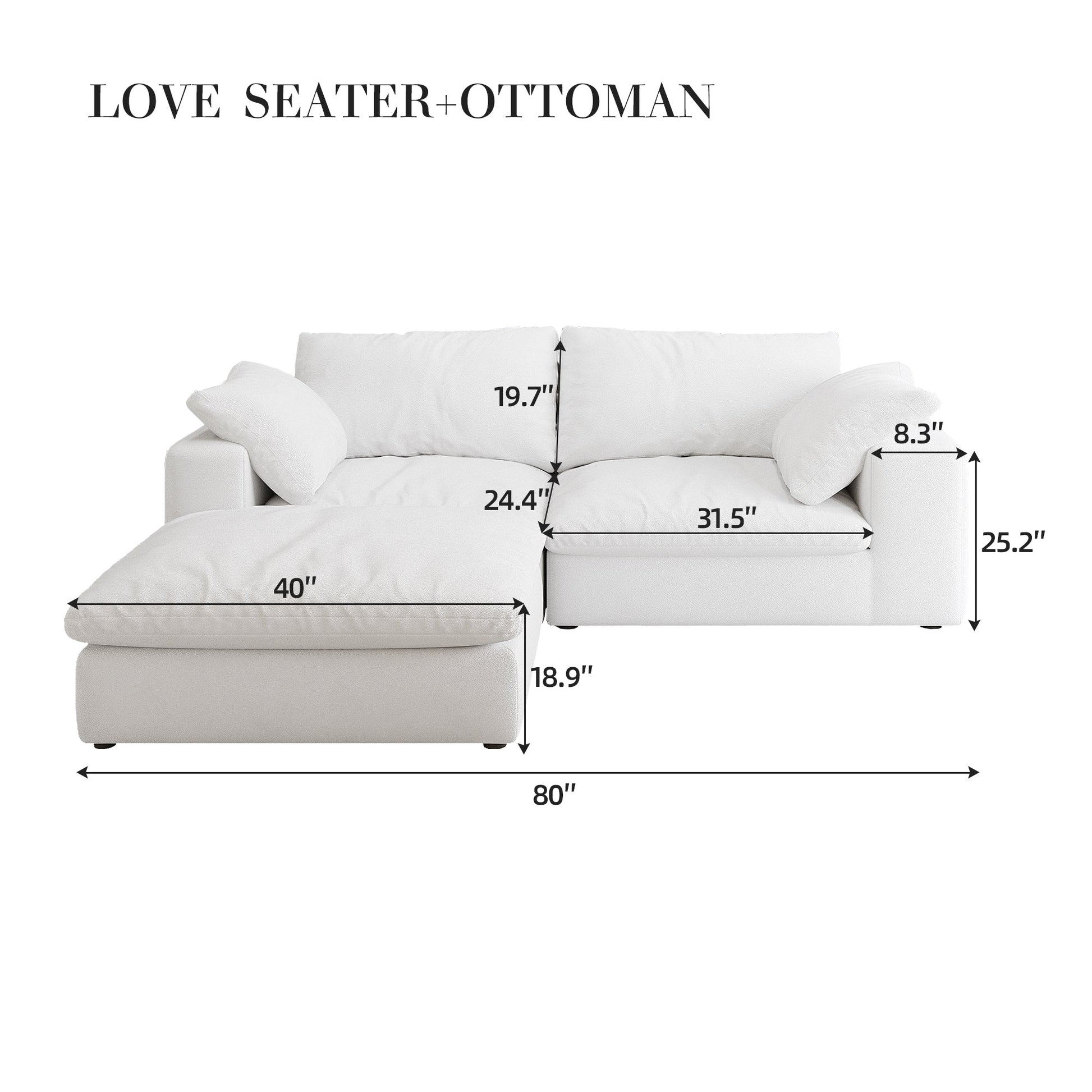 Cloud Modular Sectional Sofa with Storage Ottomans, Down Filled Comfort for Living Room