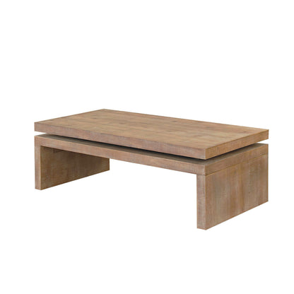 Natural Wood Living Room Table Versatile Coffee Table 2-Tiered Wood Tabletop Table 47.6" L * 23.6" W * 16.3" H