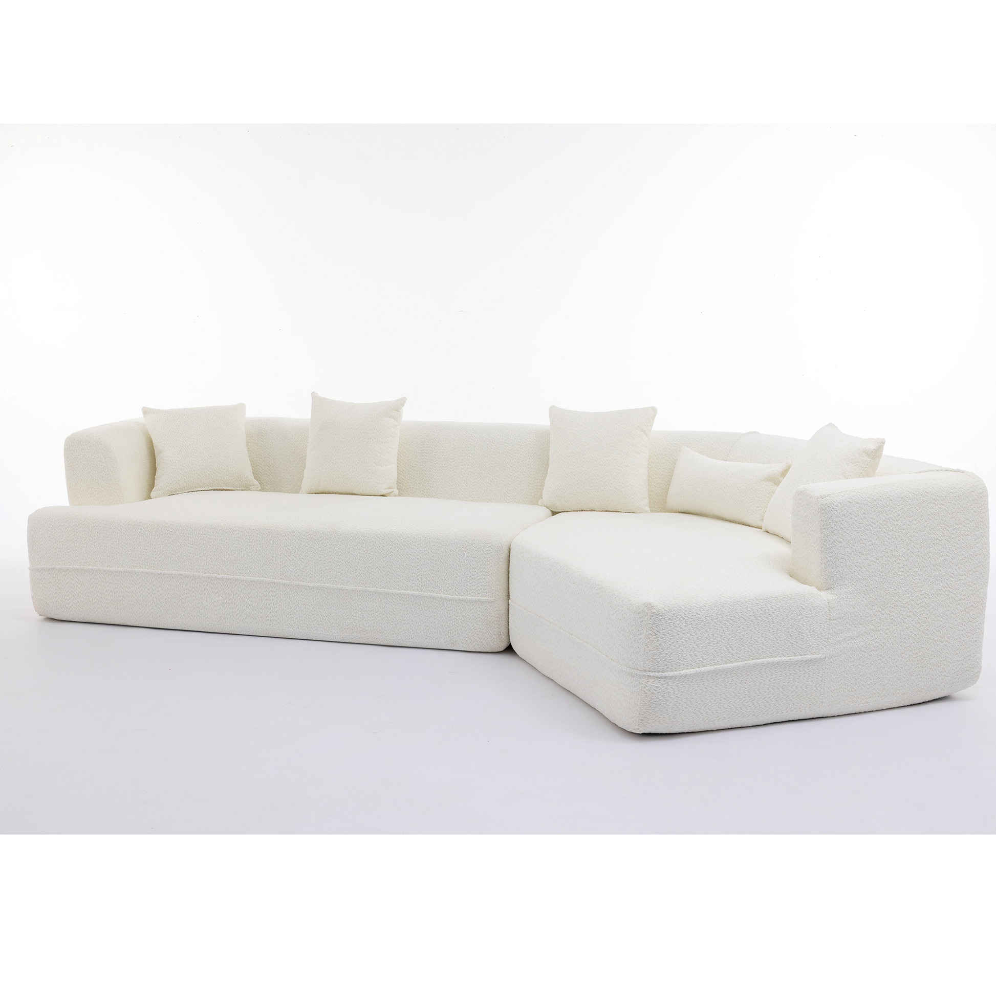 [VIDEO PROVIDED][ New And Upgraded Extended Edition]Modular sofa , modern minimalist style sofa,  upholstered ,  free combination, round fiber fabric, anti-wrinkle fabric,Dimension exten, creamy-white