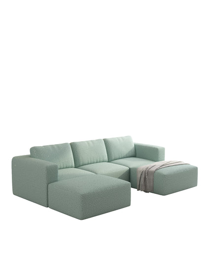 104.32*66.92 Modular Sectional Sofa Sleeper Couch, Sectional Sofa with Chaise and Ottoman, Convertible U Shaped Modular Sofa Set. Compressed spon, Light Green (Combo A+2B+2D)