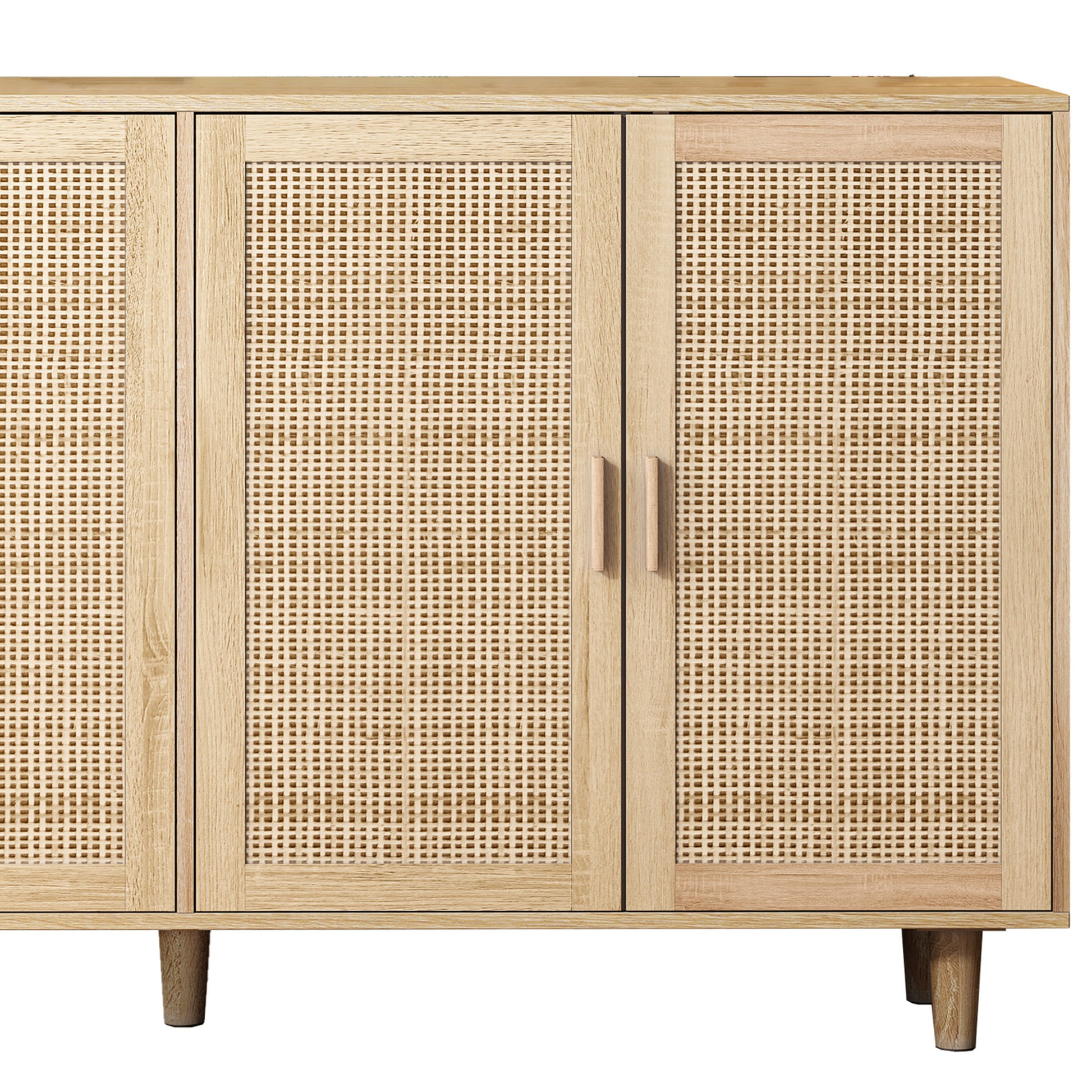 62.20"Elegant and Functional 4-Door Rattan Decorative Storage Cabinet,for Bedroom,Living Room,Office,Easy Assembly(Same SKU:W757133282)