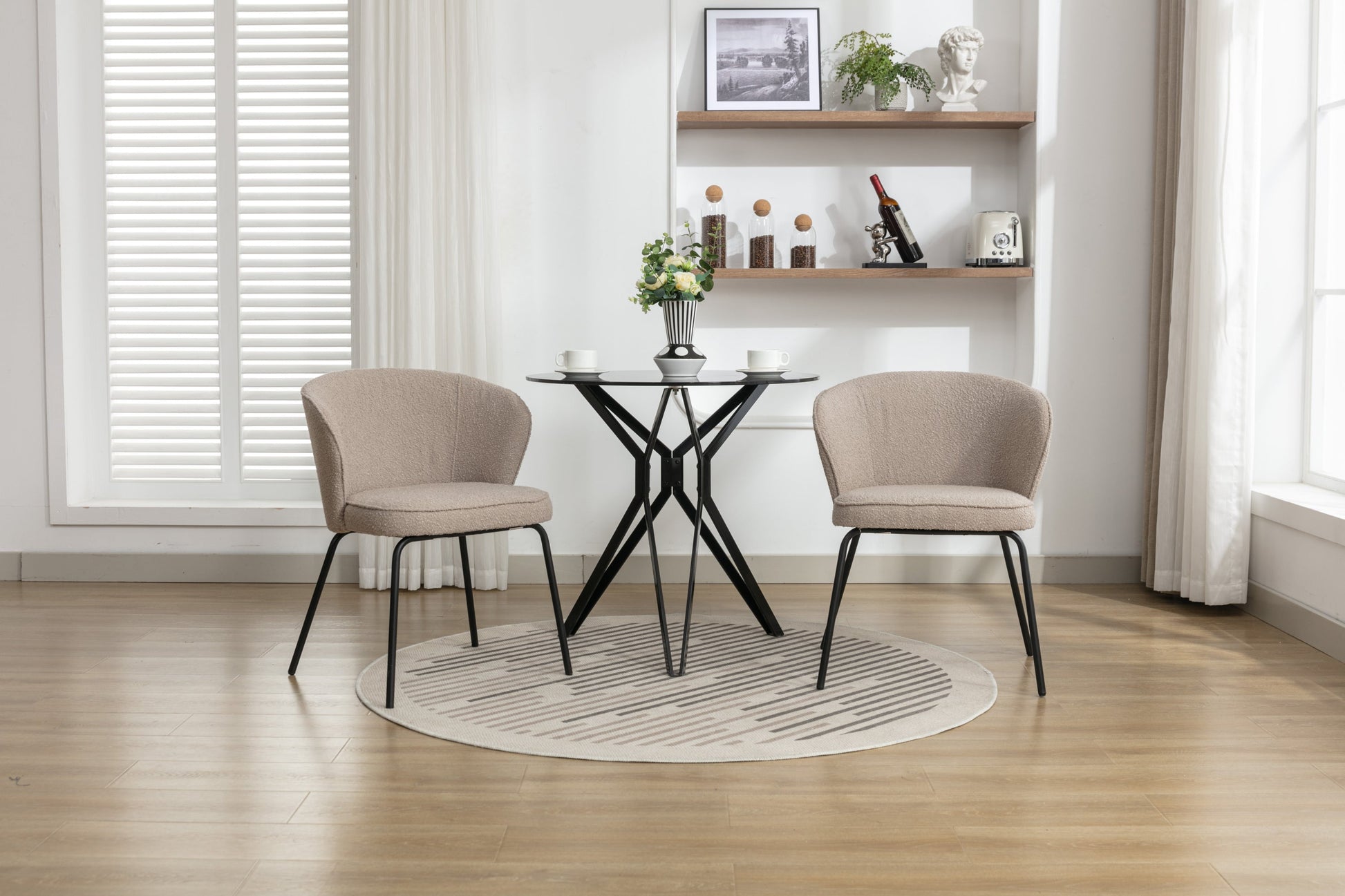 Retro Minimalist Modern Boucle Fabric Dining Chairs