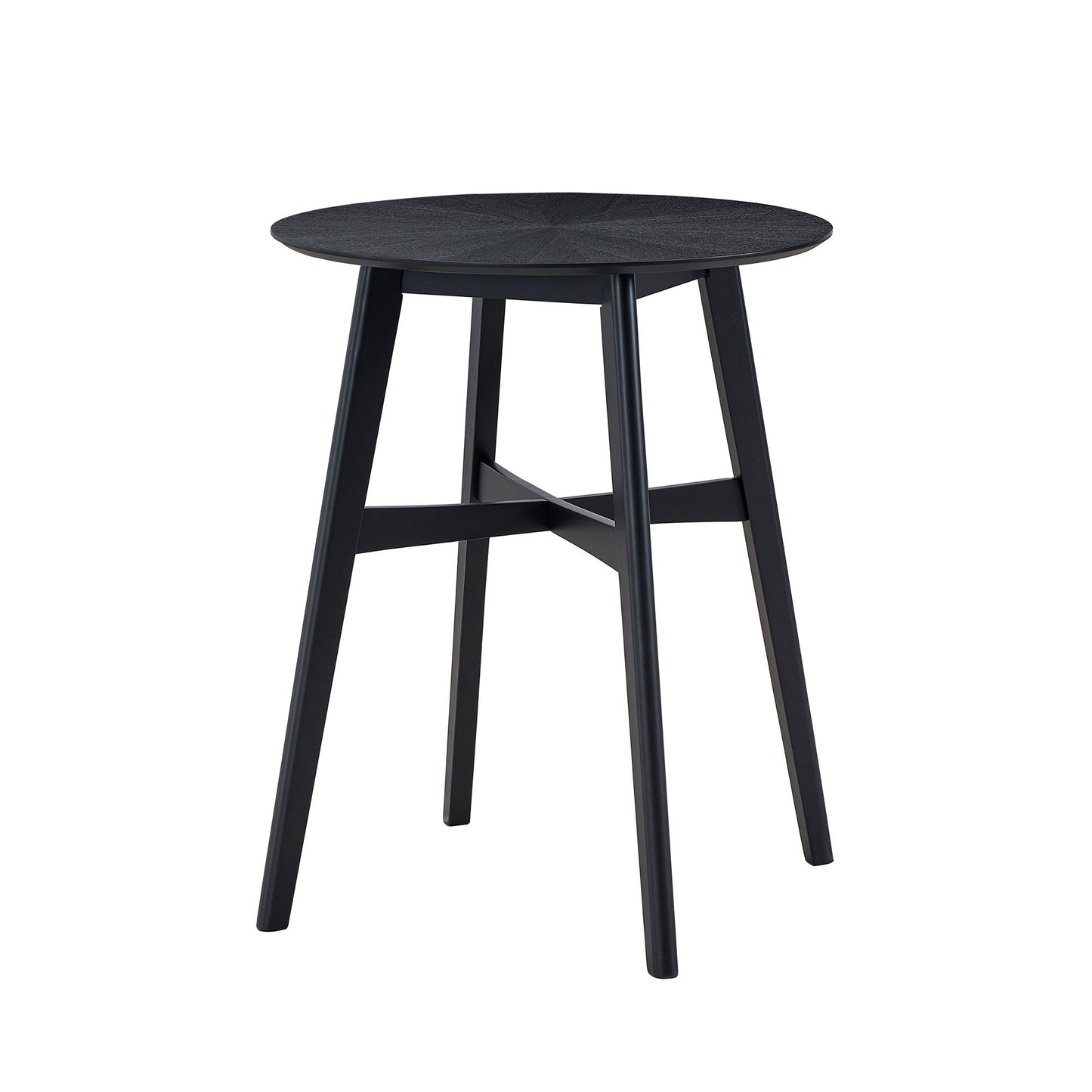 3 Pieces Bar Table Set,Modern Round Counter Height Pub Table, Wooden High Top with Bar Stools Pub Dining Set for Kitchen,Restaurant,Cocktail Bar,Black