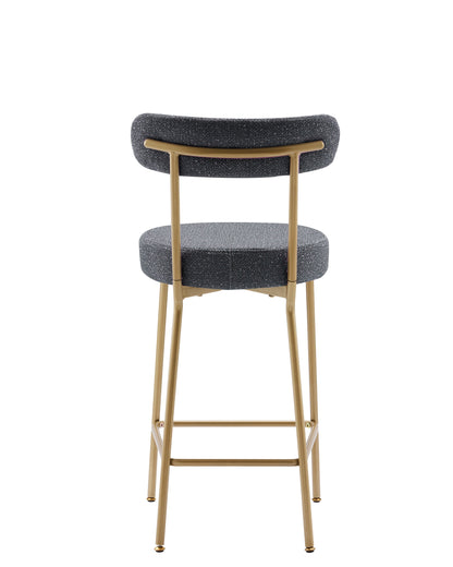 Modern Upholstered Sherpa Bar Stool Set