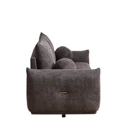 Lamb's wool 2-seater cushion sofa 90'' comfortable sofa for living room Bedroom and other casual spaces Lamb's wool sofa with 2 cushions and 2 ball pillows. (gray)