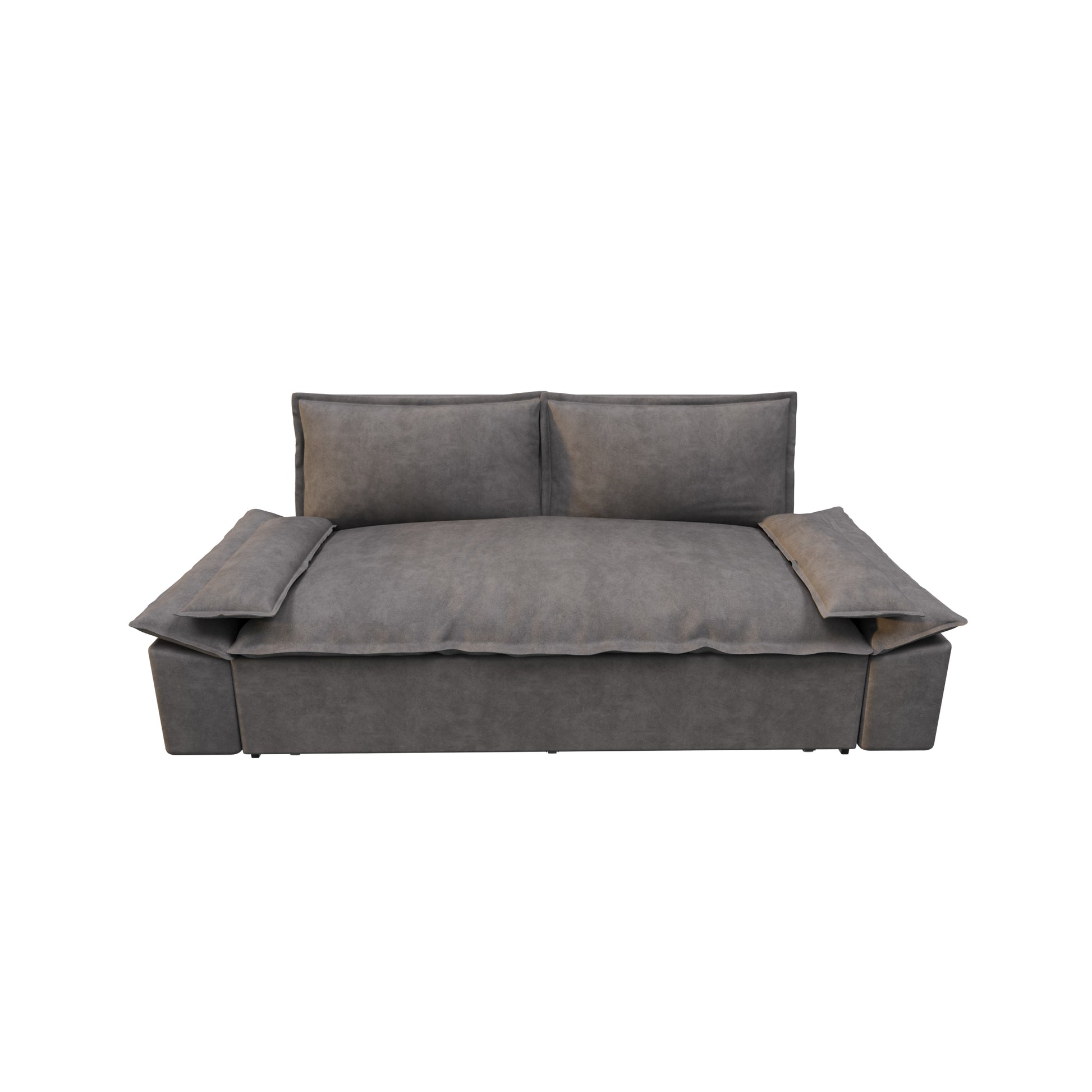 70.1" Queen Pull Out Sofa Bed, 3-in-1 Convertible Sleeper Sofa with 2 Soft Pillows,Multi-Functional Velvet Loveseat Bed,Grey (Old Sku:W1885P143788)