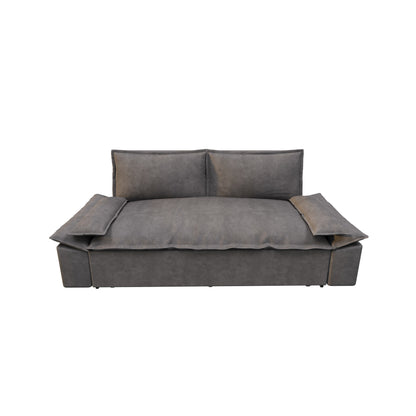 70.1" Queen Pull Out Sofa Bed, 3-in-1 Convertible Sleeper Sofa with 2 Soft Pillows,Multi-Functional Velvet Loveseat Bed,Grey (Old Sku:W1885P143788)