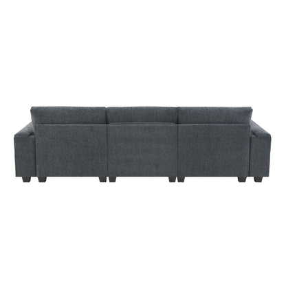 96*35''Chenille Sectional Sofa with Bluetooth Speaker,Comfy Cloud Couch Set with Drop Down Table,Cup Holders,USB Charger,Storage Armrest,Wide Seat Sofa for Living Room,Apartment,Office,3 Colors