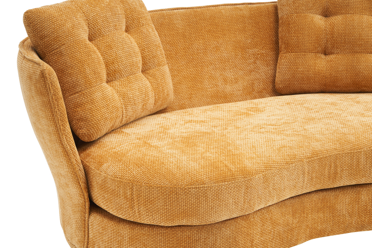 Polyester fiber Loveseat Sofa Upholstered Couch with Golden Metal Legs Club Two-Seat Sofa for Living Reading Room Bedroom Apartment Small Space Dorm,Yellow.