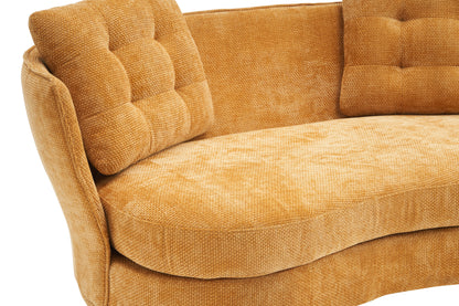 Polyester fiber Loveseat Sofa Upholstered Couch with Golden Metal Legs Club Two-Seat Sofa for Living Reading Room Bedroom Apartment Small Space Dorm,Yellow.