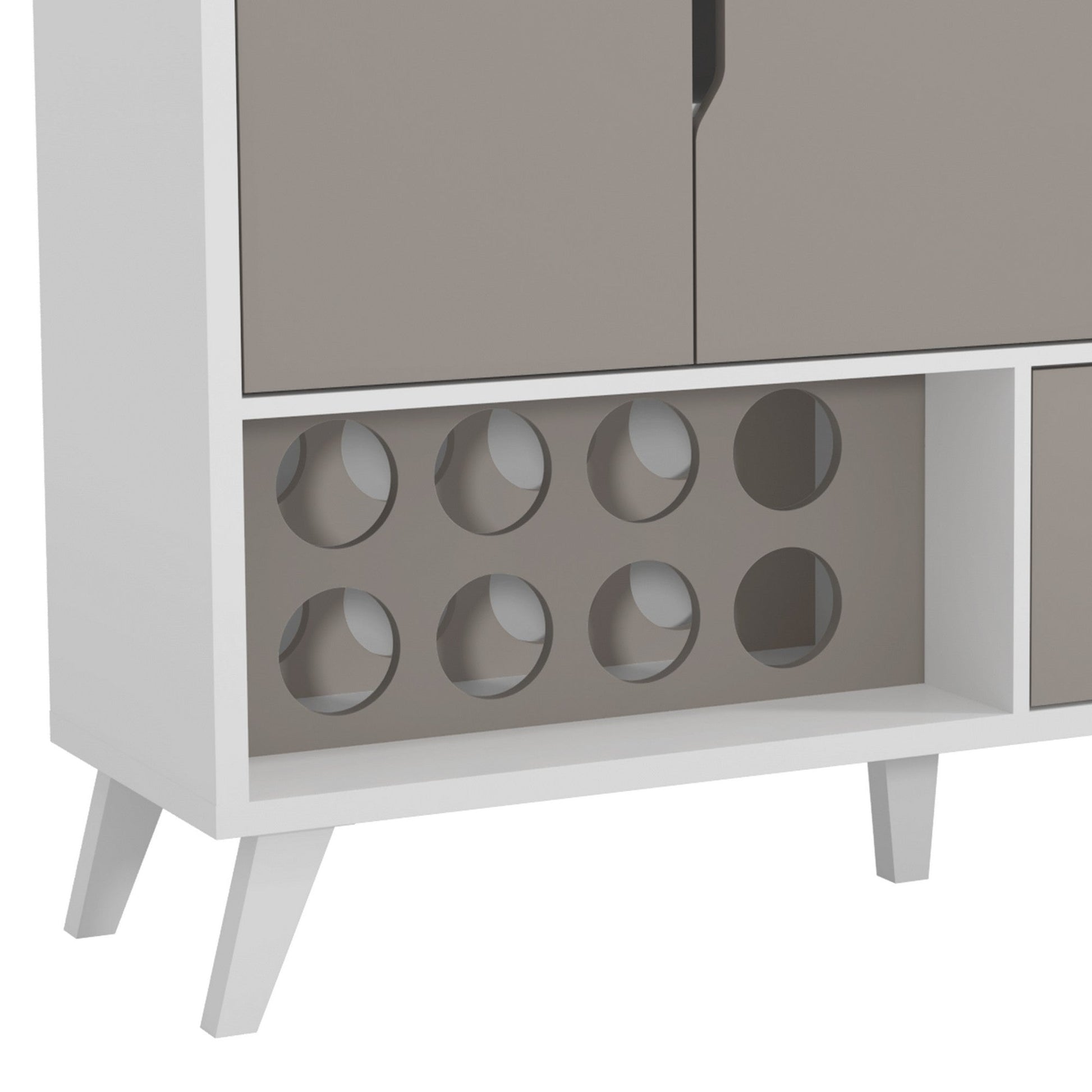 54 Inch 2 Door Wine Bar Cabinet TV Entertainment Console, Wine Rack, 1 Drawer, White, Gray - Groovy Boardz