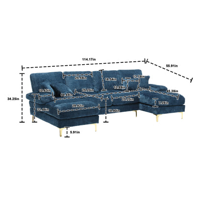 UNITED Modern Large chenille Fabric U-Shape Sectional Sofa