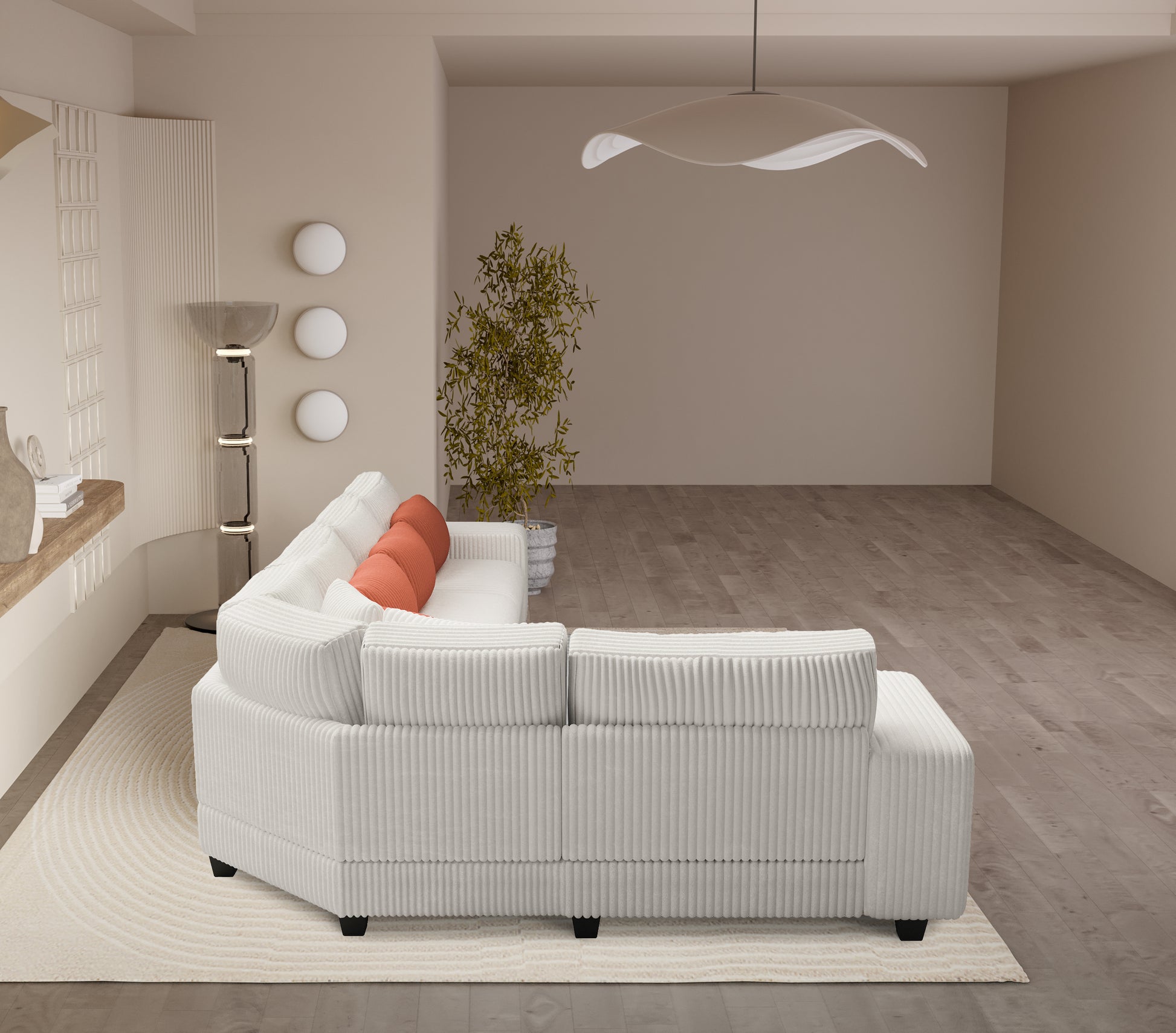 Modular Sectional L-shaped Sofa with Armrest Wooden Frame Locker, Stylish and Comfortable , Cream Style, Beige